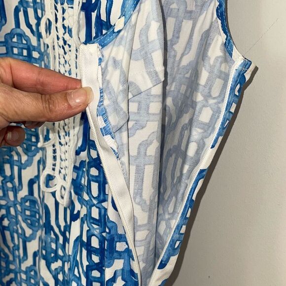 Mud Pie Womens Chain Link Print Sleeveless Tunic Sheath Dress Royal Blue Small - Picture 6 of 8